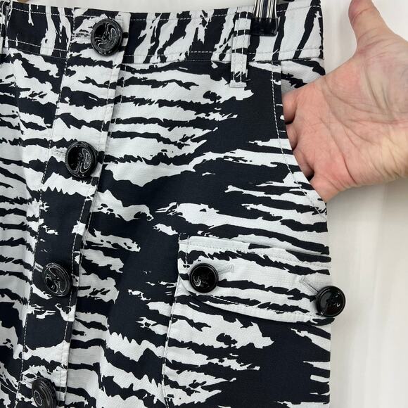 Armani Exchange (0) Black White Zebra Cargo Pocket Mini Skirt Wrap Button Up - Picture 4 of 8